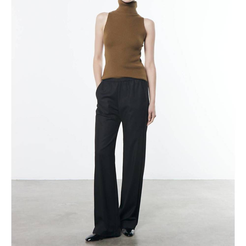 Enza Costa Black Wide-Leg Trousers